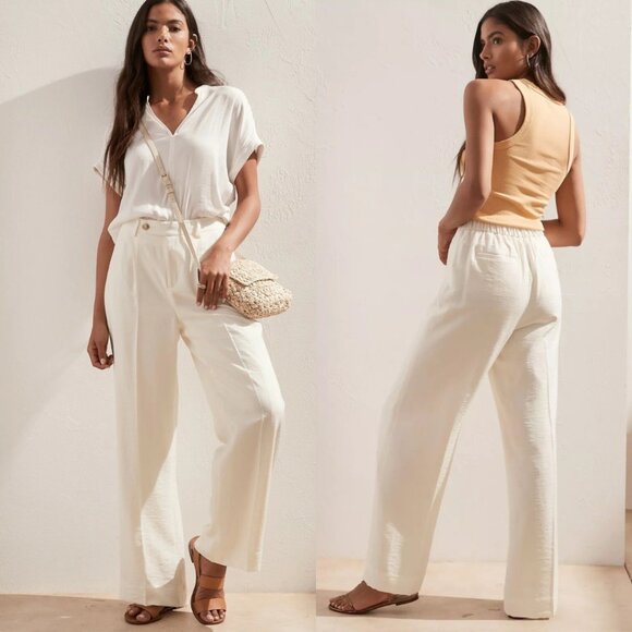 Banana Republic Pants - Banana Republic Cream High Rise Breezy Wide Leg Lenzing Ecover Pants